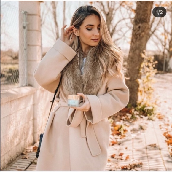 Zara Jackets & Coats Zara Wool Blend Coat With Faux Fur Collar Nwt